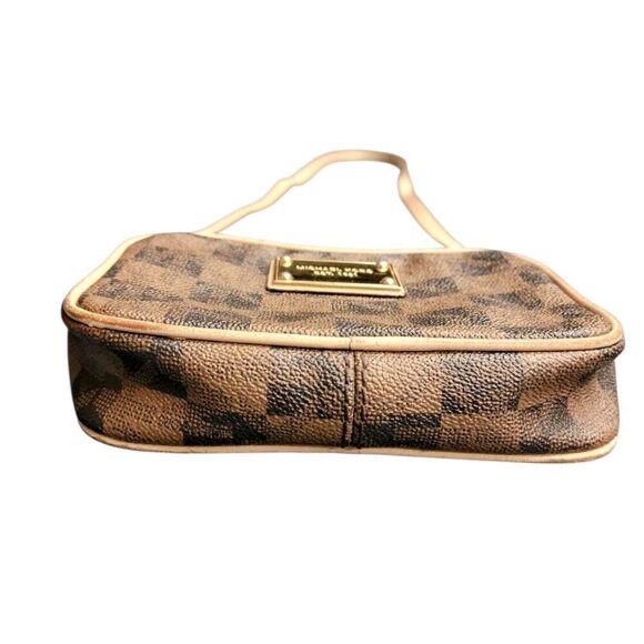 Michael Kors Neutral Brown Checked Signature Gold Accent Small Crossbody Bag - Picture 9 of 16